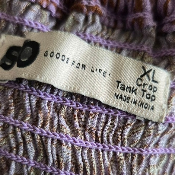 Women Crop Tank Top Checkered Paisley Handkerchief Hem Rayon Boho XL - Picture 4 of 6